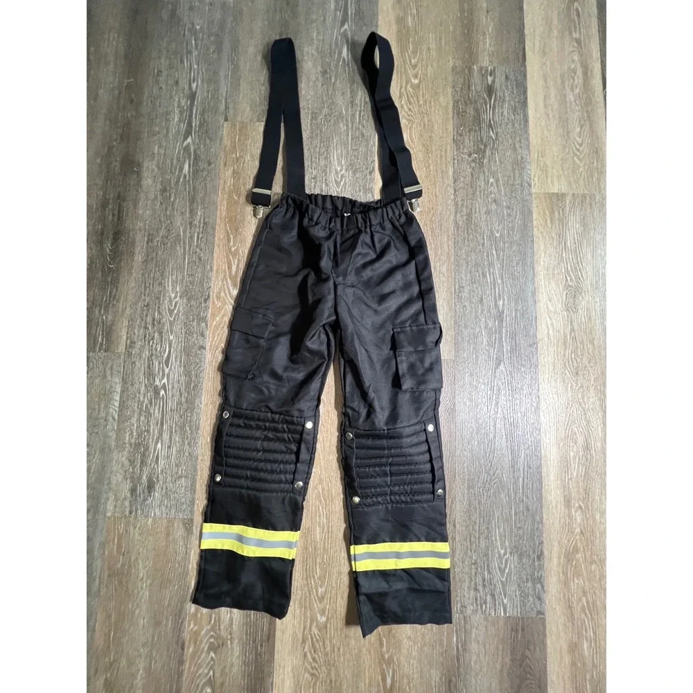 Unbranded Firefighter Costume Pants Kids Large Black Reflective Bunker Gear